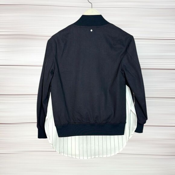 Sosken Charcoal Bomber Layered Combo Jacket & Striped Shirt Cotton Blend size 0 - Picture 10 of 16